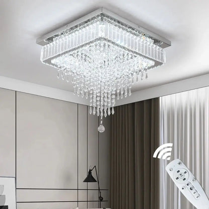 Crystal-ceiling-light-fixture-in-a-modern-room-setting-with-remote-control
